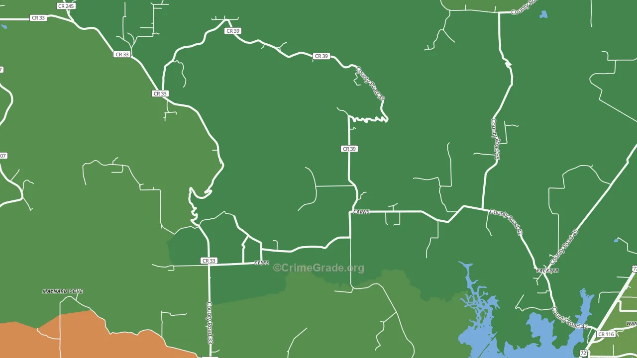 Fackler, AL Map of Vehicle Theft Rates