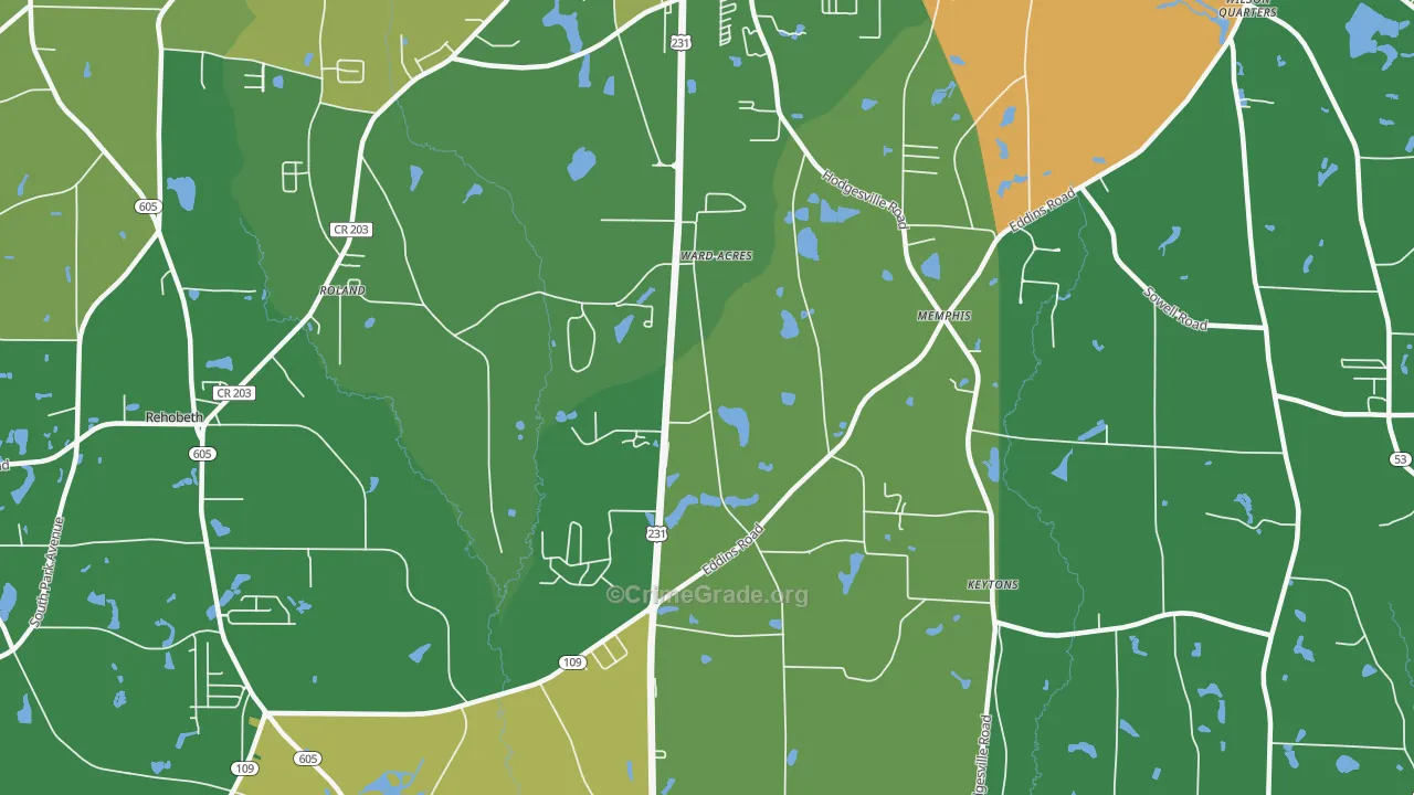 Fadette, AL Map of Vehicle Theft Rates