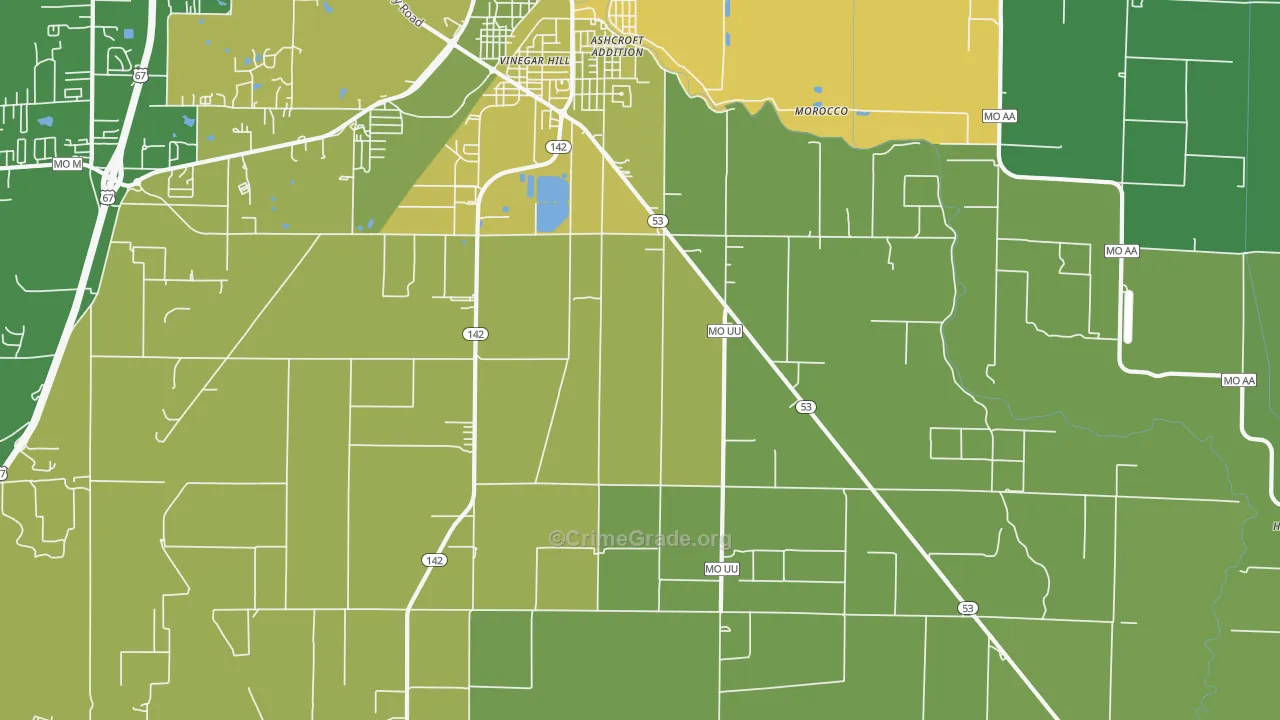 Fagus, MO Map of Vehicle Theft Rates