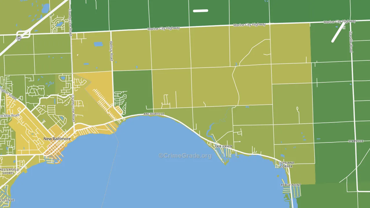 Fair Haven, MI Map of Vehicle Theft Rates