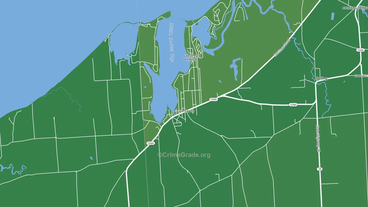 Fair Haven, NY Map of Vehicle Theft Rates