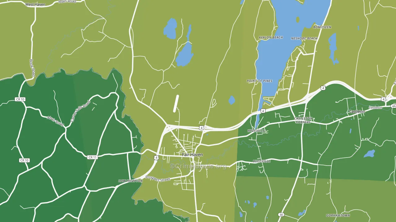 Fair Haven, VT Map of Vehicle Theft Rates