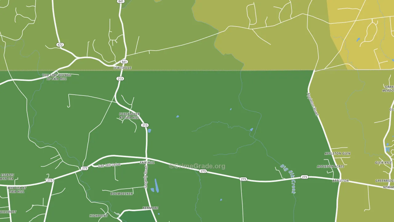 Fair Hill, MD Map of Vehicle Theft Rates