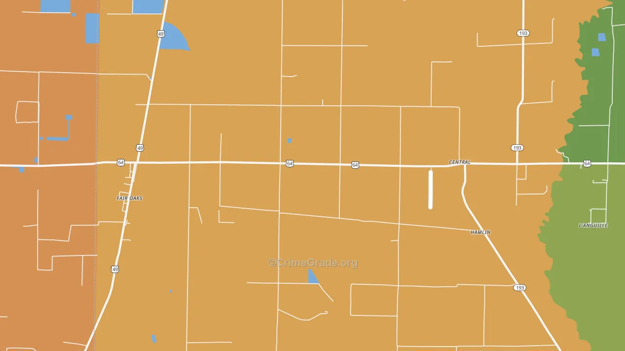 Fair Oaks, AR Map of Vehicle Theft Rates