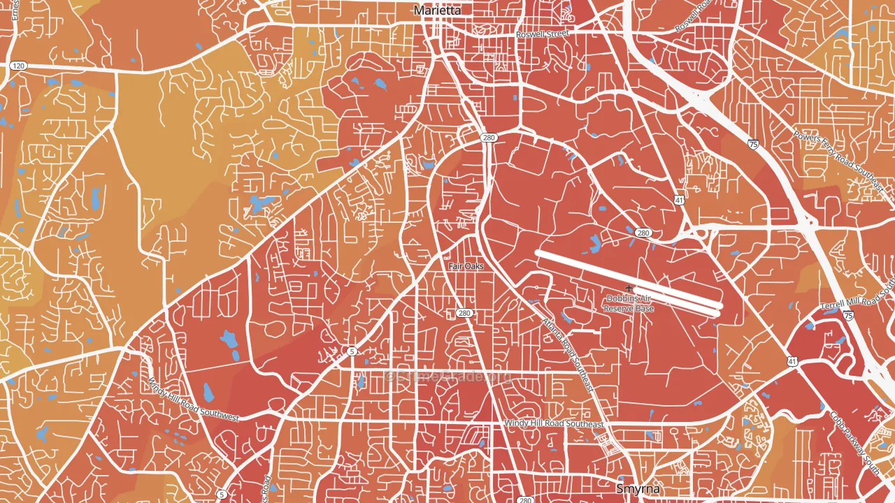 Fair Oaks, GA Map of Vehicle Theft Rates