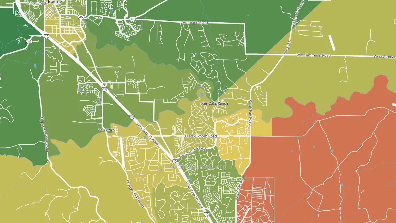 Fair Oaks Ranch, TX Map of Vehicle Theft Rates
