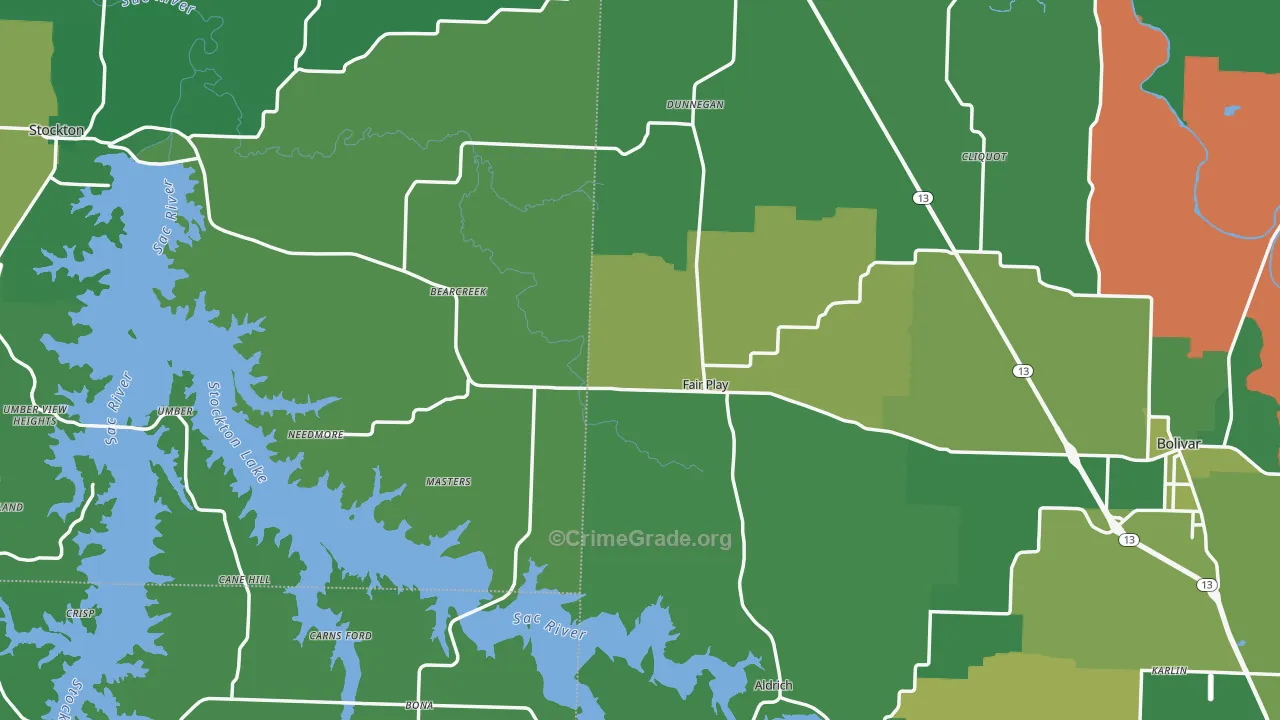 Fair Play, MO Map of Vehicle Theft Rates