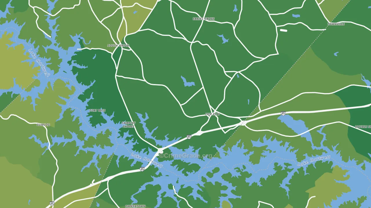 Fair Play, SC Map of Vehicle Theft Rates