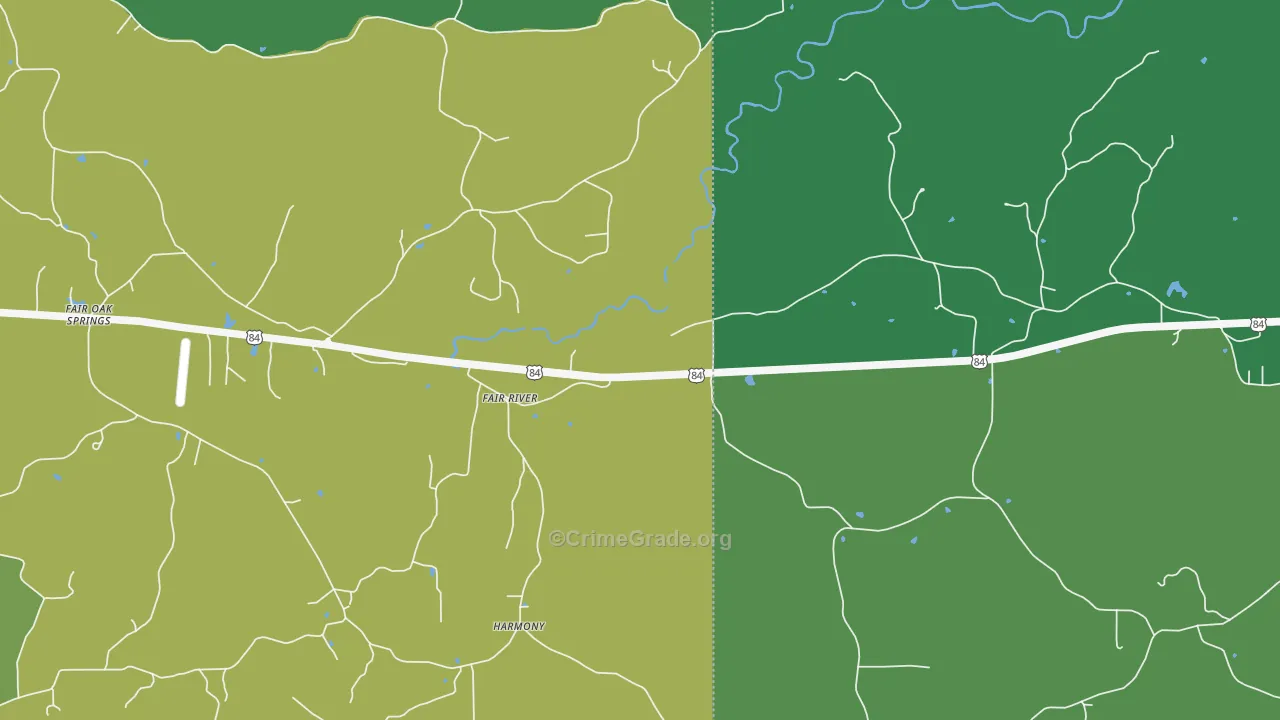 Fair River, MS Map of Vehicle Theft Rates