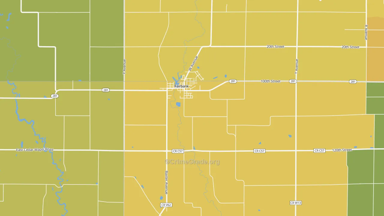 Fairbank, IA Map of Vehicle Theft Rates