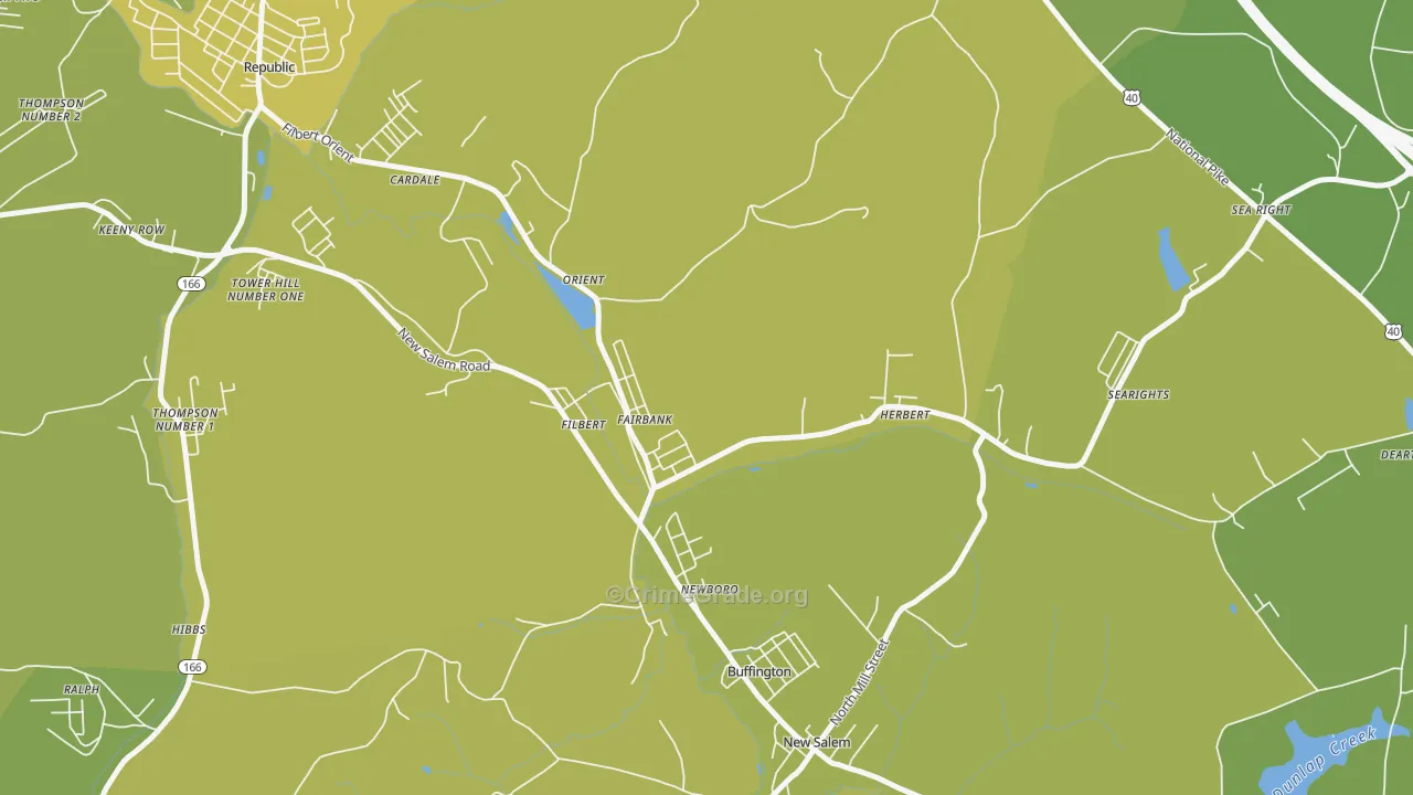 Fairbank, PA Map of Vehicle Theft Rates