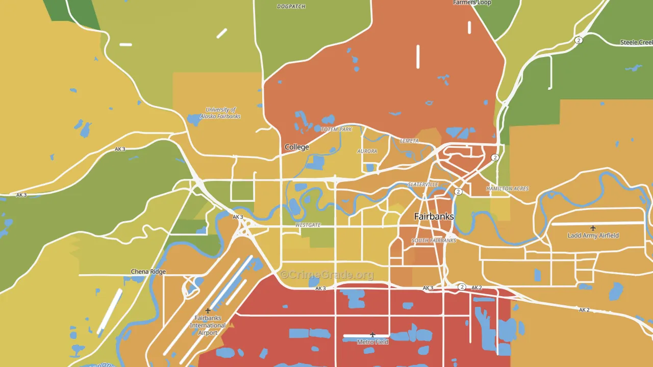 Fairbanks, AK Map of Vehicle Theft Rates