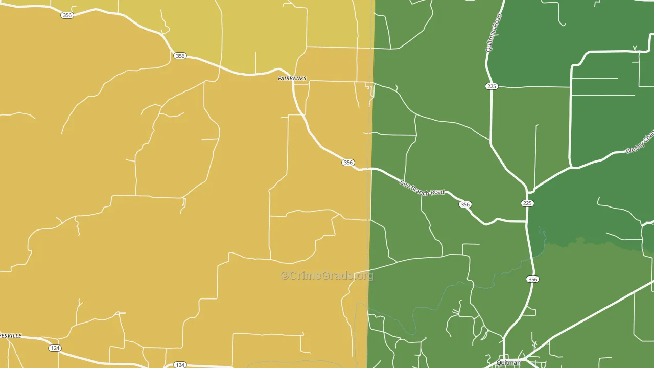 Fairbanks, AR Map of Vehicle Theft Rates