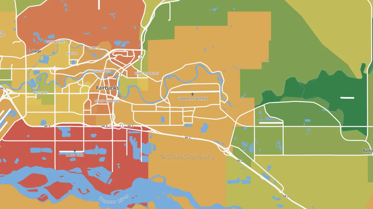 Fairbanks North Star Borough, AK Map of Vehicle Theft Rates