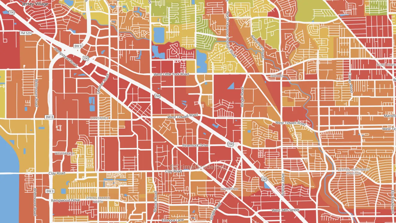 Fairbanks-Northwest Crossing, Houston, TX Map of Vehicle Theft Rates