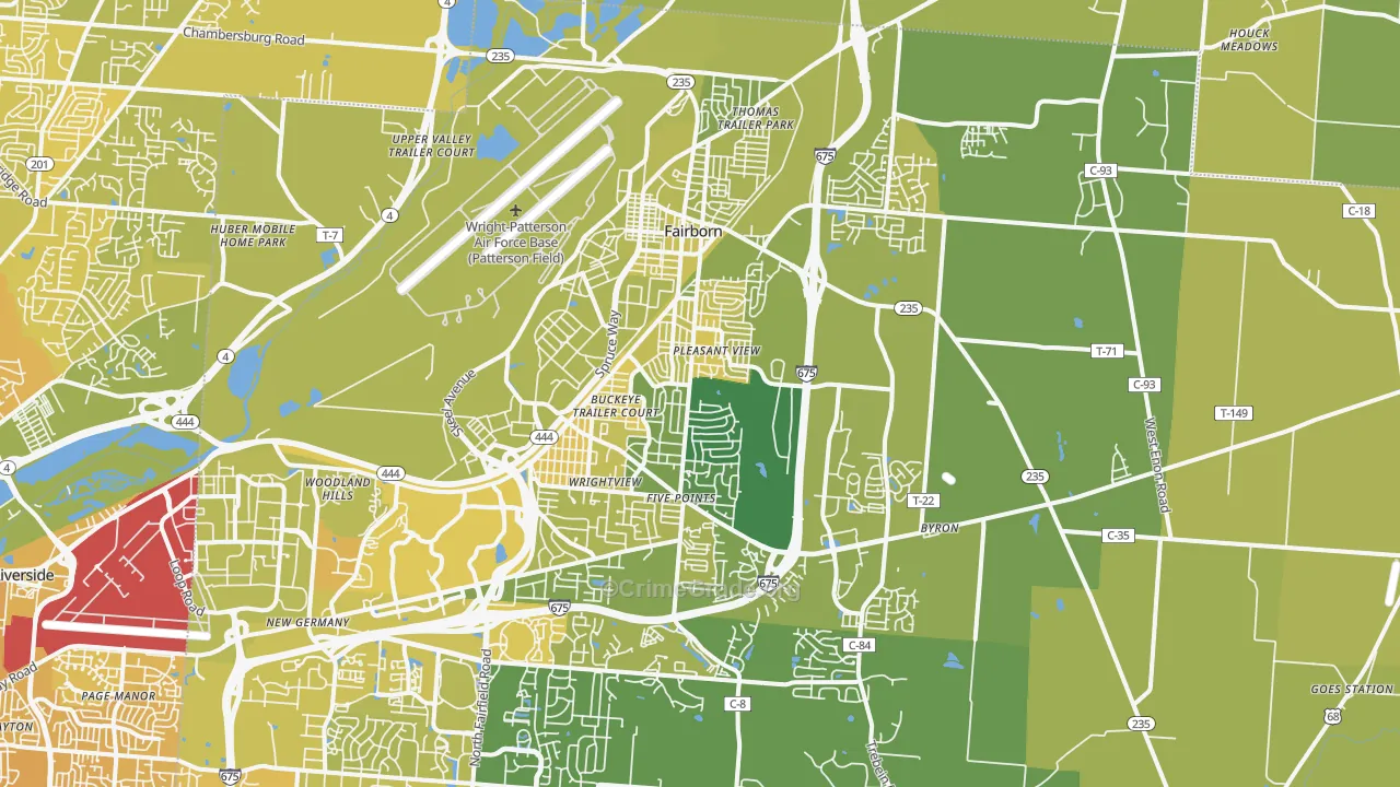 Fairborn, OH Map of Vehicle Theft Rates