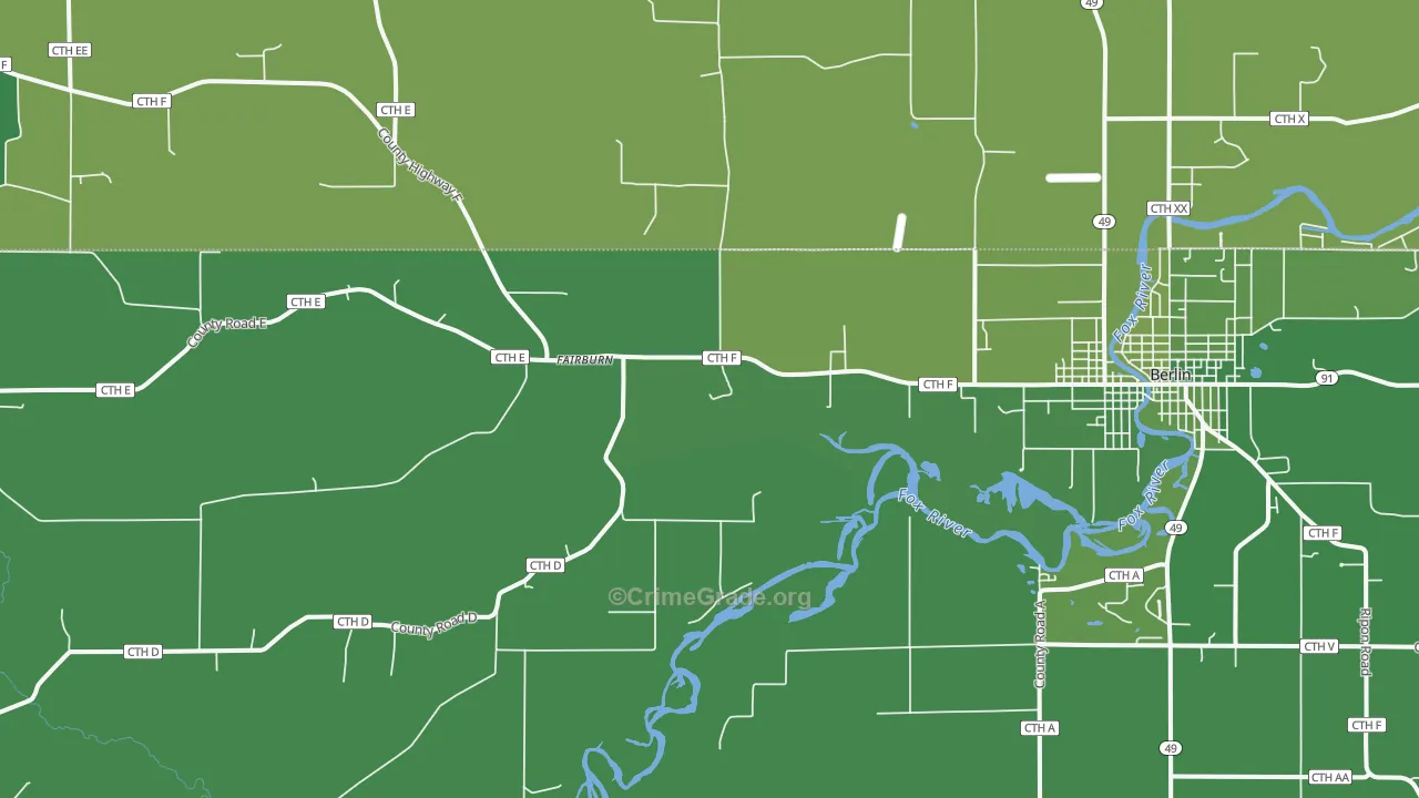 Fairburn, WI Map of Vehicle Theft Rates