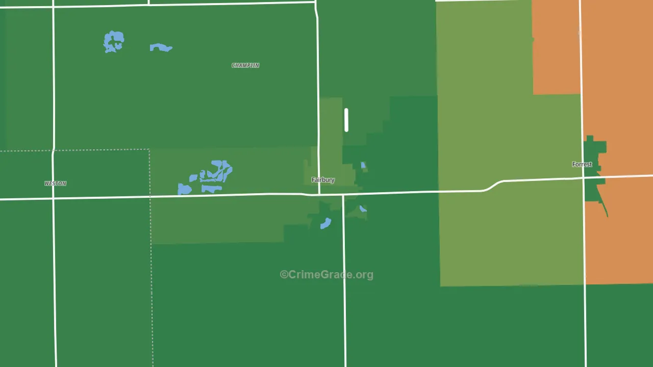 Fairbury, IL Map of Vehicle Theft Rates