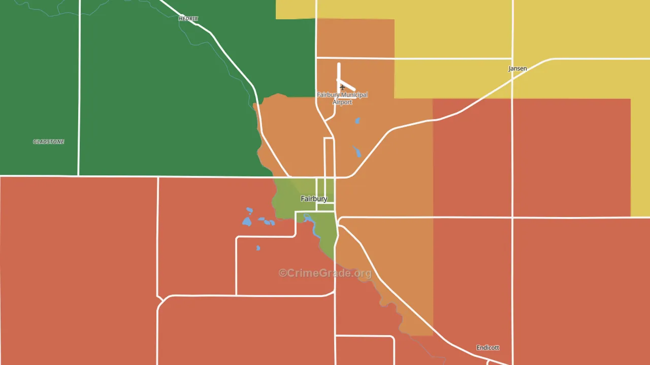 Fairbury, NE Map of Vehicle Theft Rates