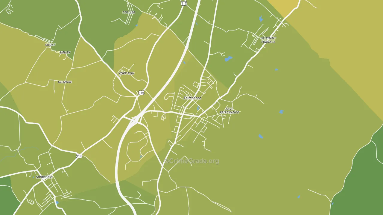 Fairchance, PA Map of Vehicle Theft Rates