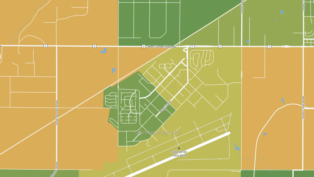 Fairchild AFB, WA Map of Vehicle Theft Rates