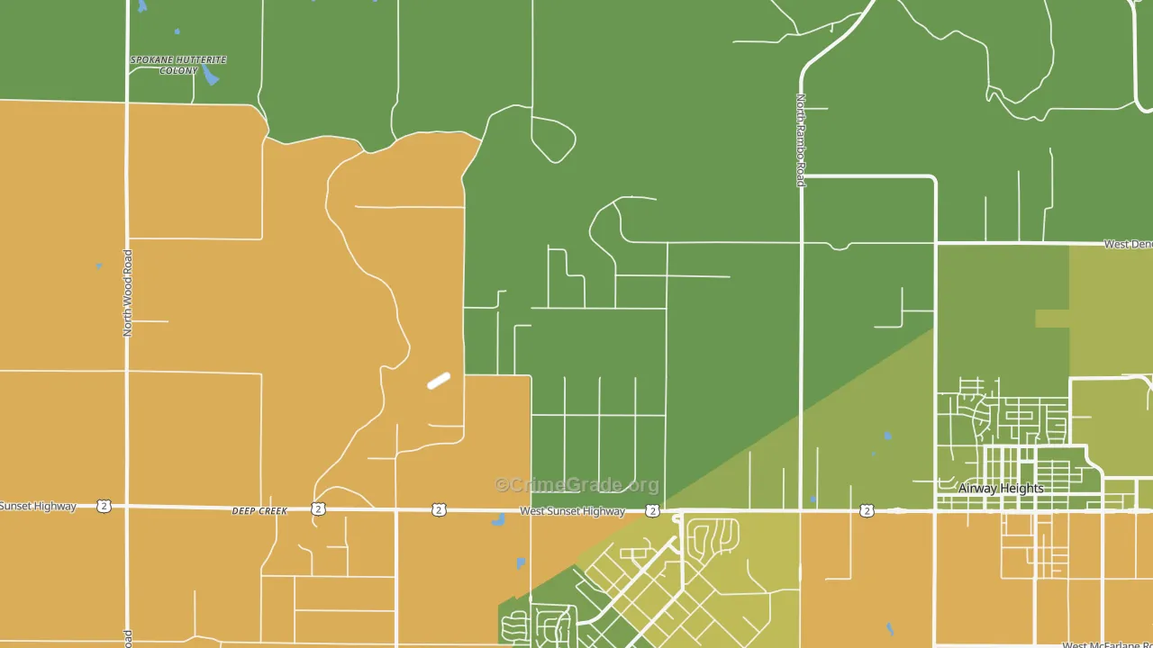 Fairchild Air Force Base, WA Map of Vehicle Theft Rates