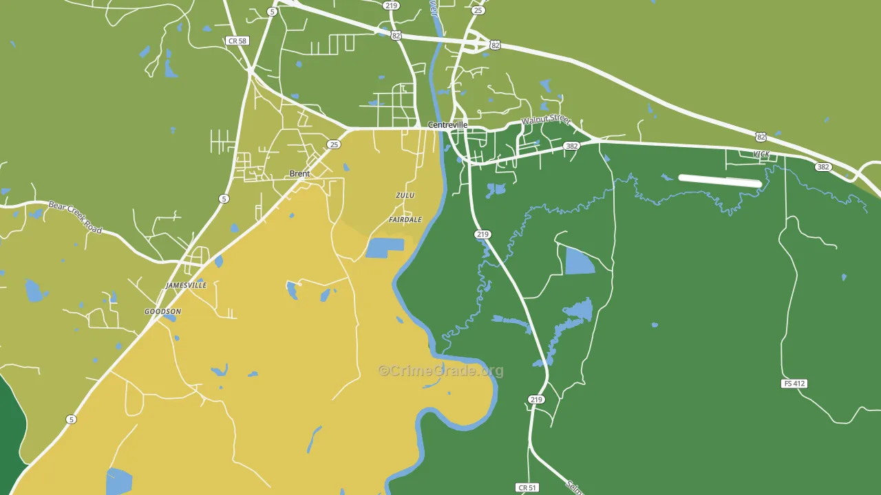 Fairdale, AL Map of Vehicle Theft Rates