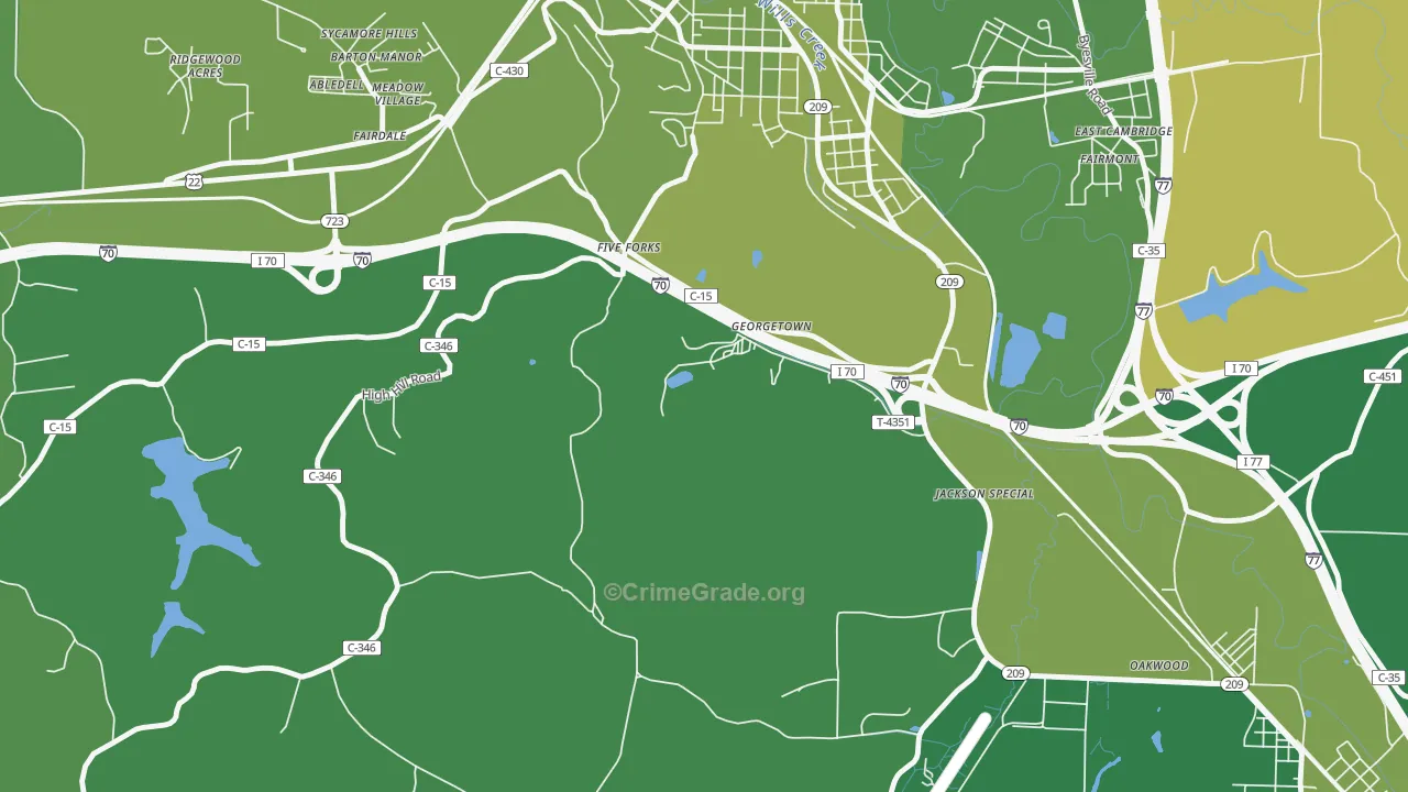 Fairdale, OH Map of Vehicle Theft Rates