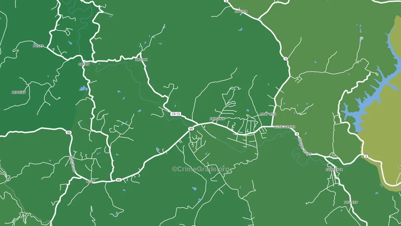 Fairdale, WV Map of Vehicle Theft Rates