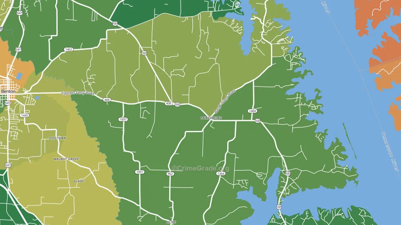 Fairdealing, KY Map of Vehicle Theft Rates
