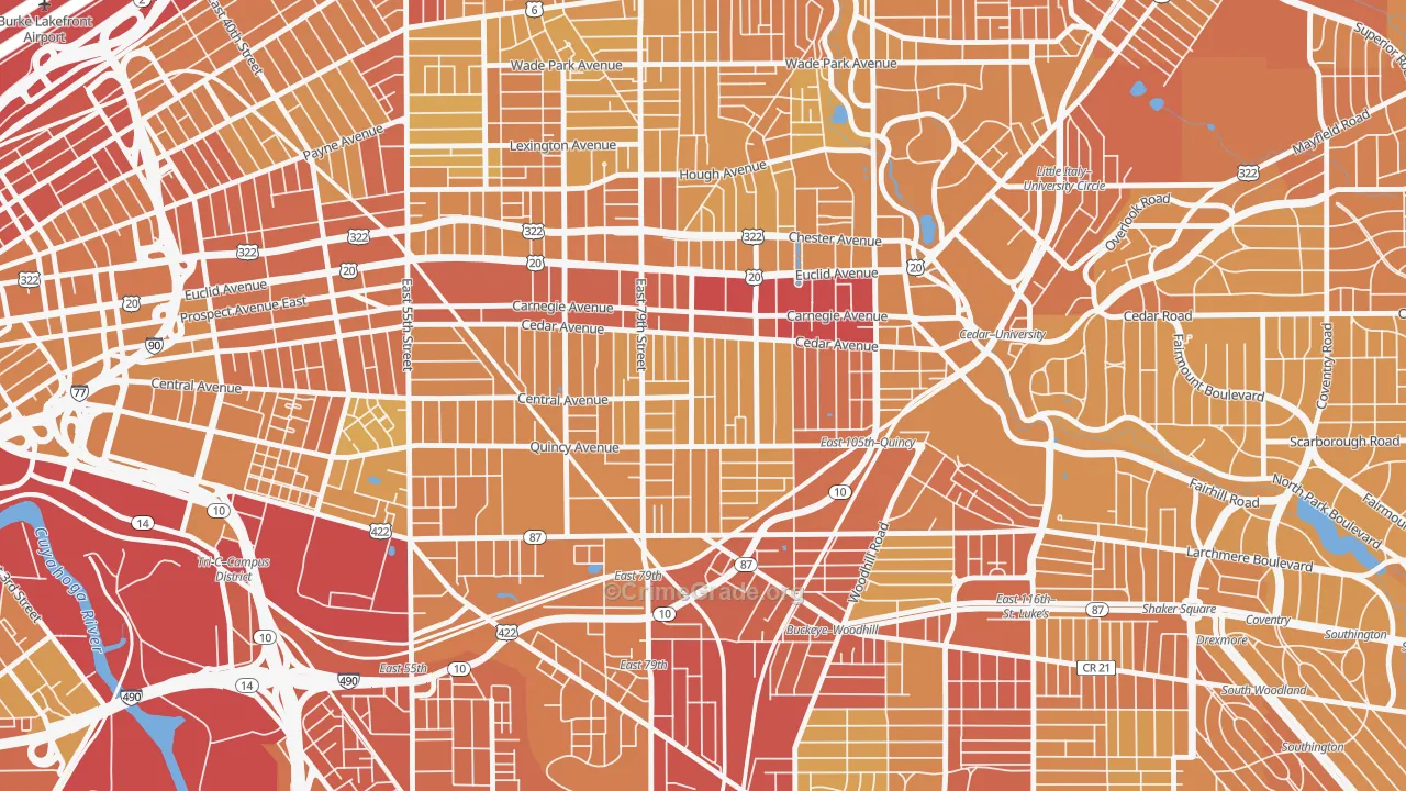Fairfax, Cleveland, OH Map of Vehicle Theft Rates
