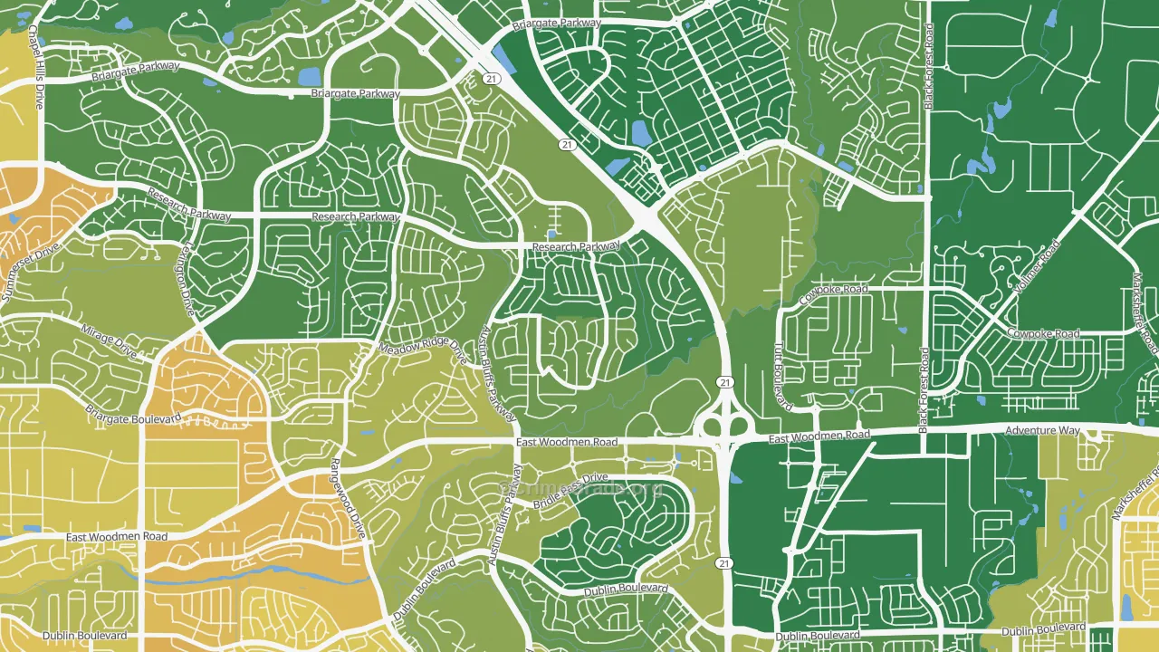Fairfax, Colorado Springs, CO Map of Vehicle Theft Rates