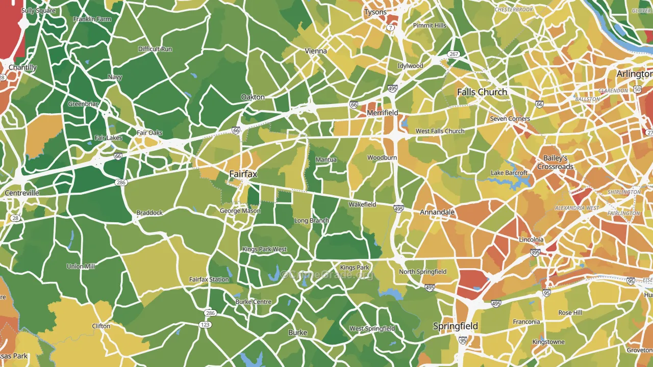 Fairfax County, VA Map of Vehicle Theft Rates