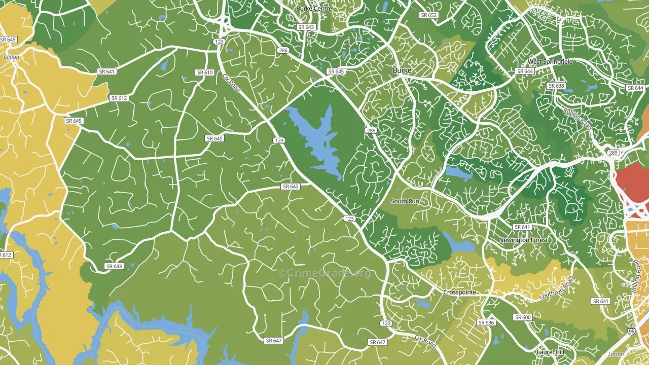 Fairfax Station, VA Map of Vehicle Theft Rates