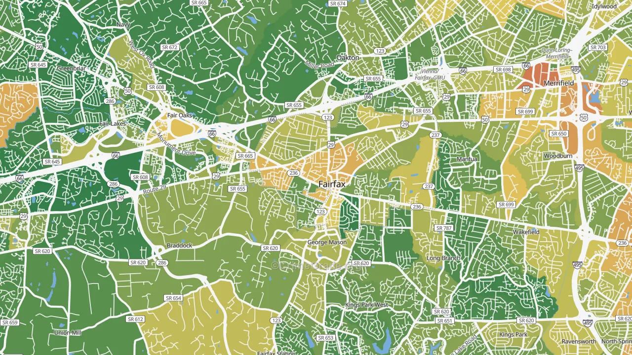 Fairfax, VA Map of Vehicle Theft Rates
