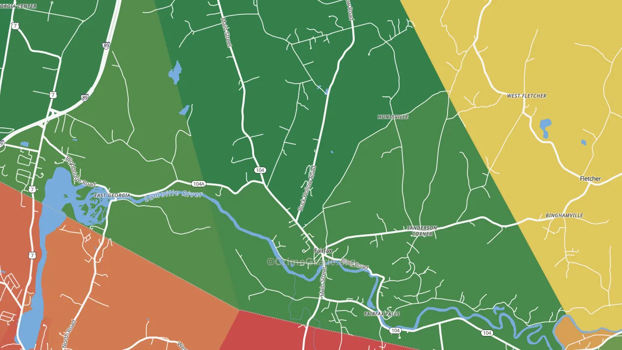 Fairfax, VT Map of Vehicle Theft Rates