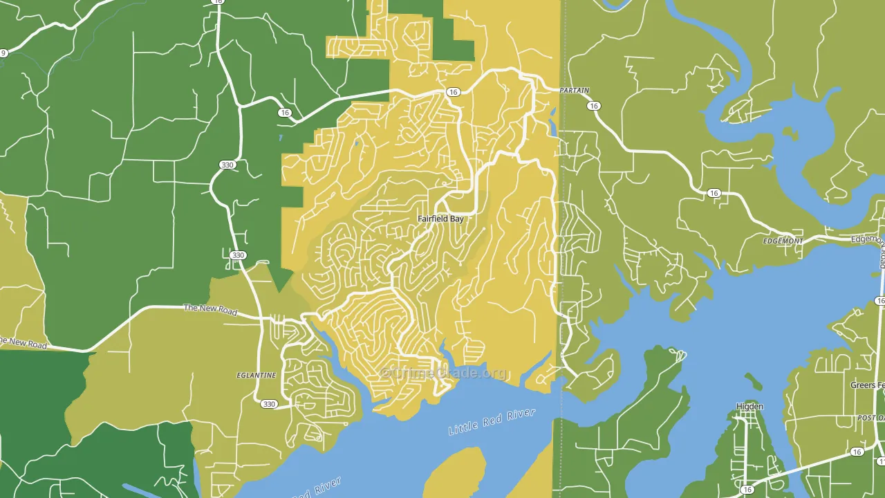 Fairfield Bay, AR Map of Vehicle Theft Rates