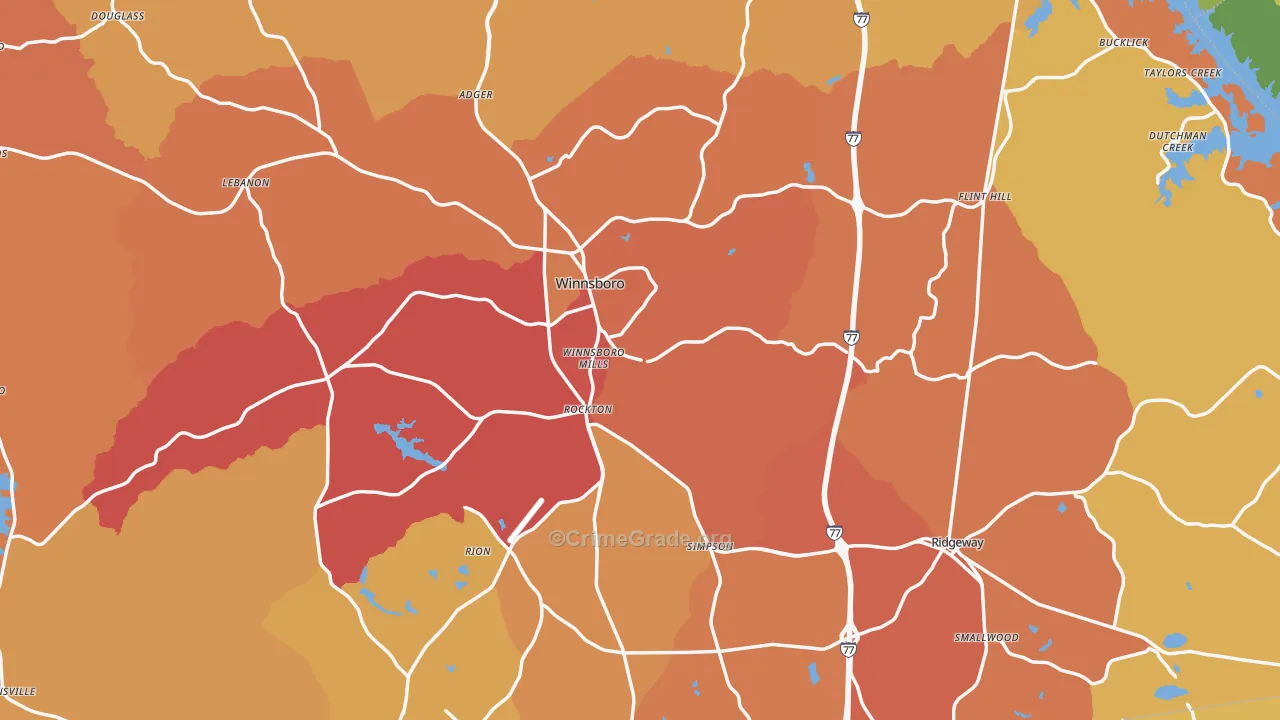 Fairfield County, SC Map of Vehicle Theft Rates