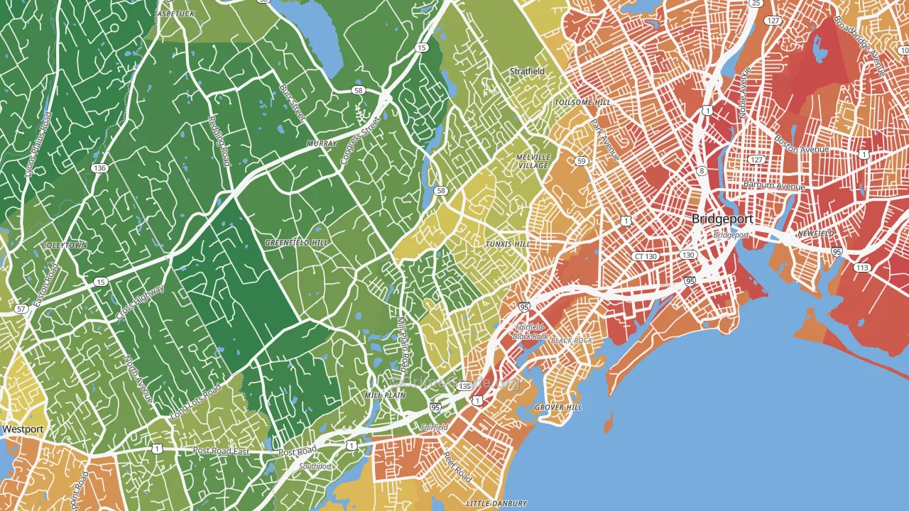 Fairfield, CT Map of Vehicle Theft Rates