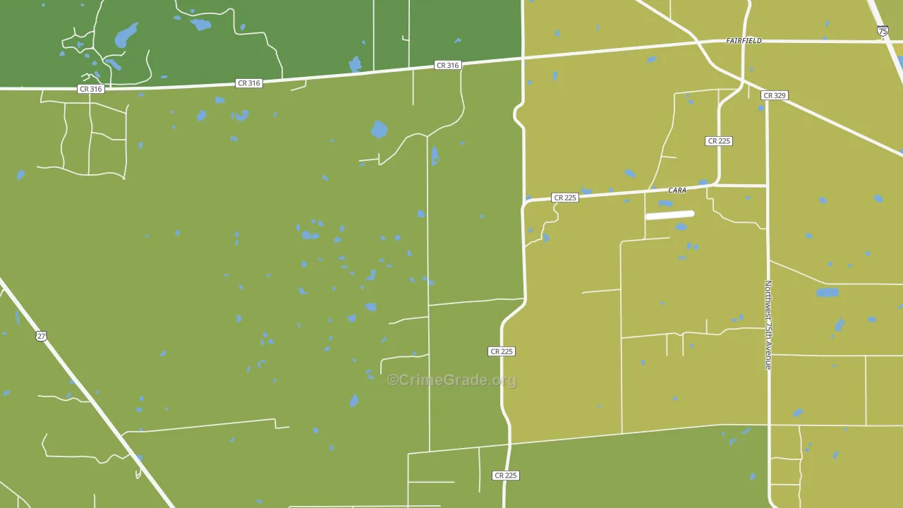 Fairfield, FL Map of Vehicle Theft Rates
