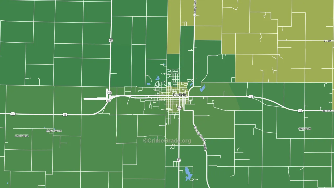 Fairfield, IL Map of Vehicle Theft Rates