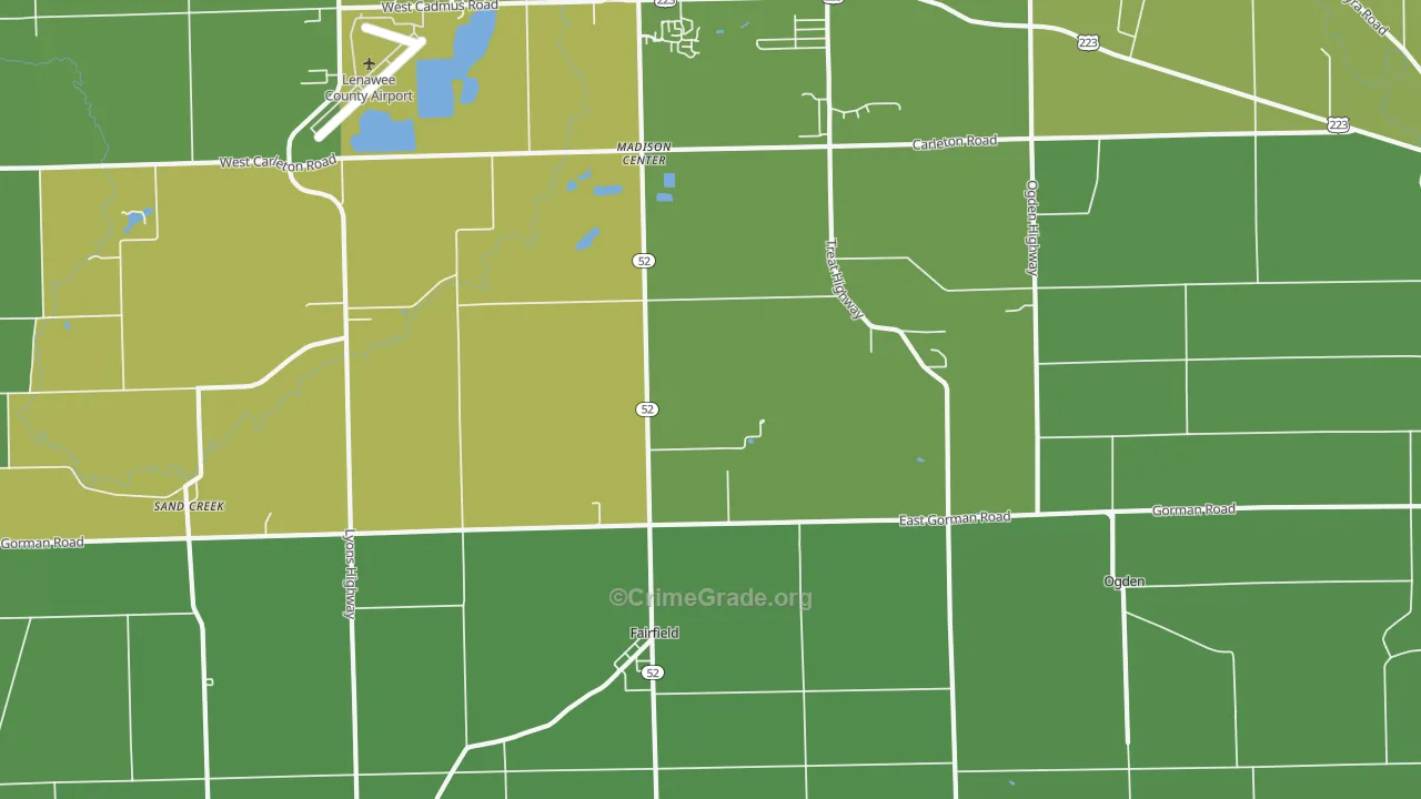 Fairfield, MI Map of Vehicle Theft Rates