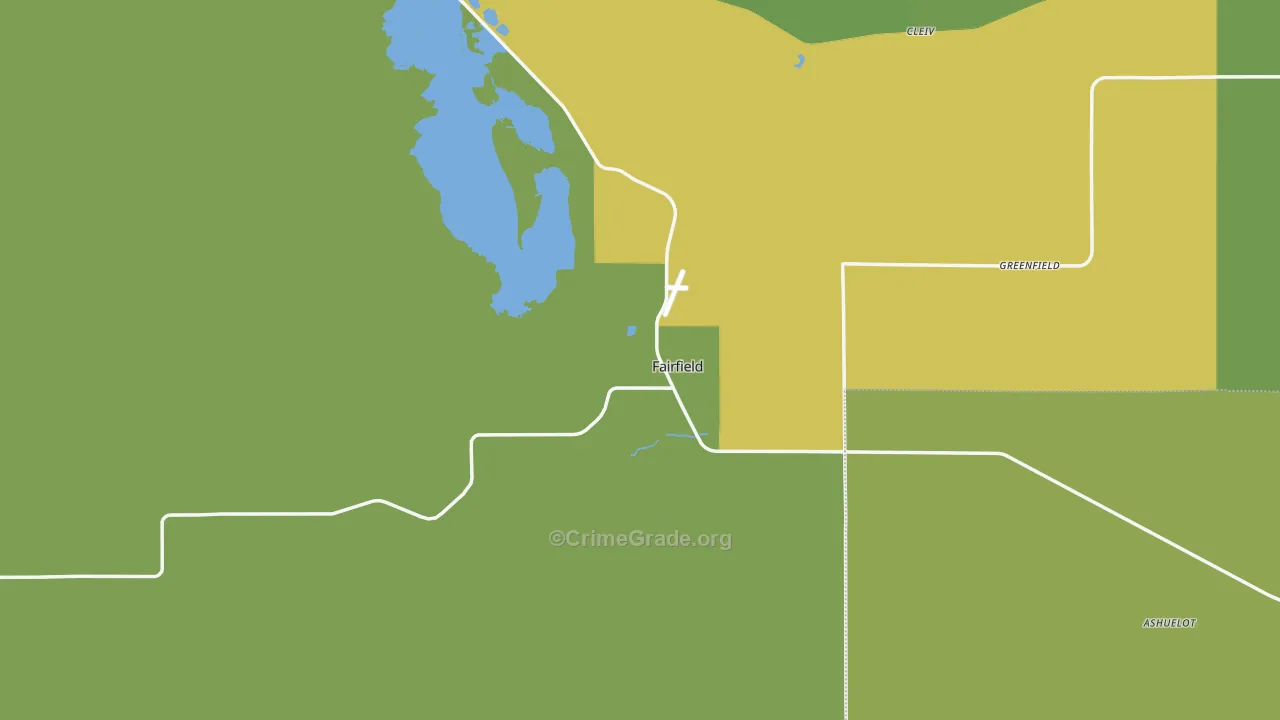 Fairfield, MT Map of Vehicle Theft Rates