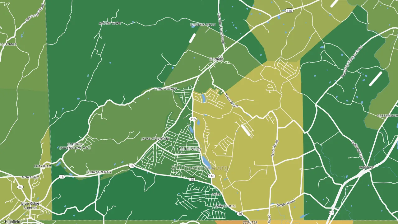 Fairfield, PA Map of Vehicle Theft Rates