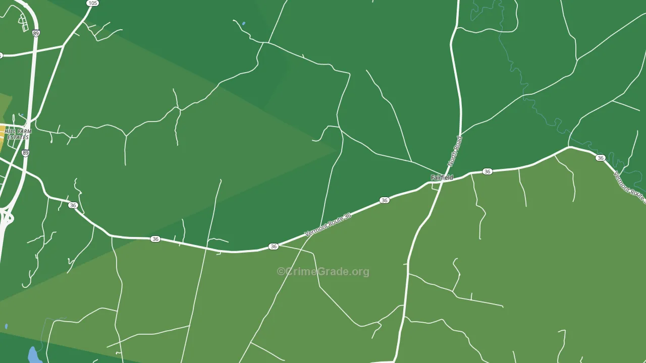 Fairfield, VT Map of Vehicle Theft Rates