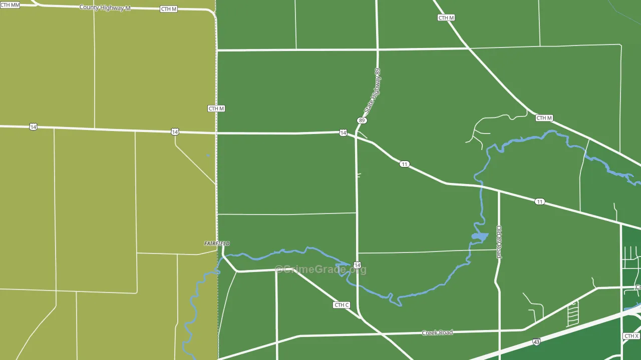 Fairfield, WI Map of Vehicle Theft Rates