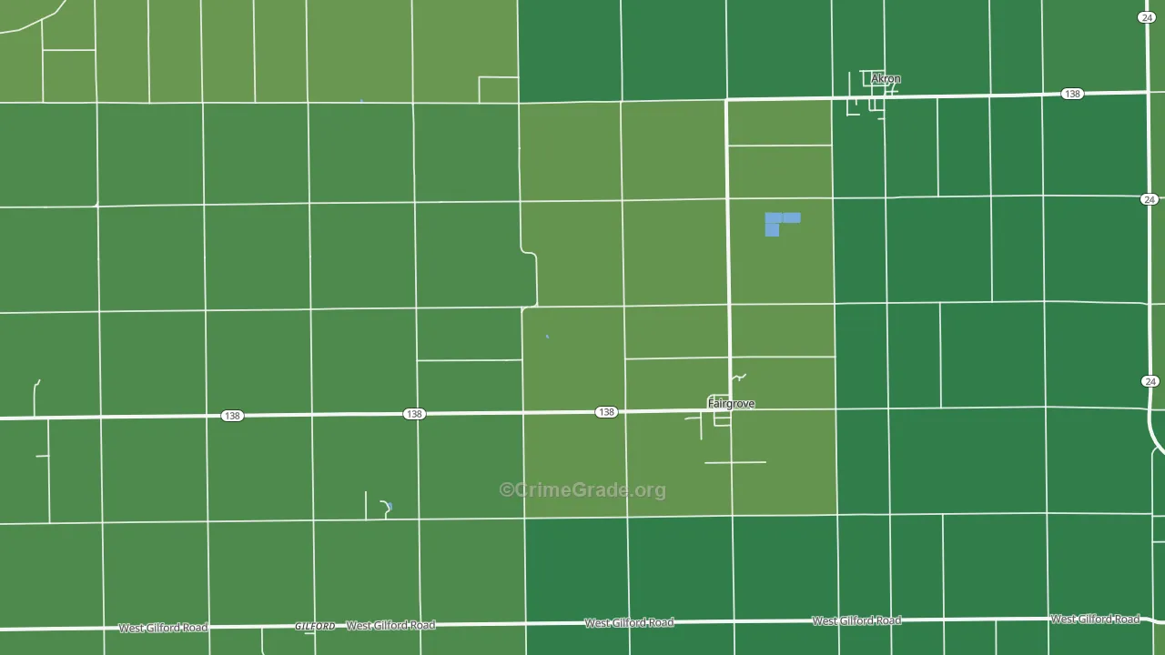 Fairgrove, MI Map of Vehicle Theft Rates