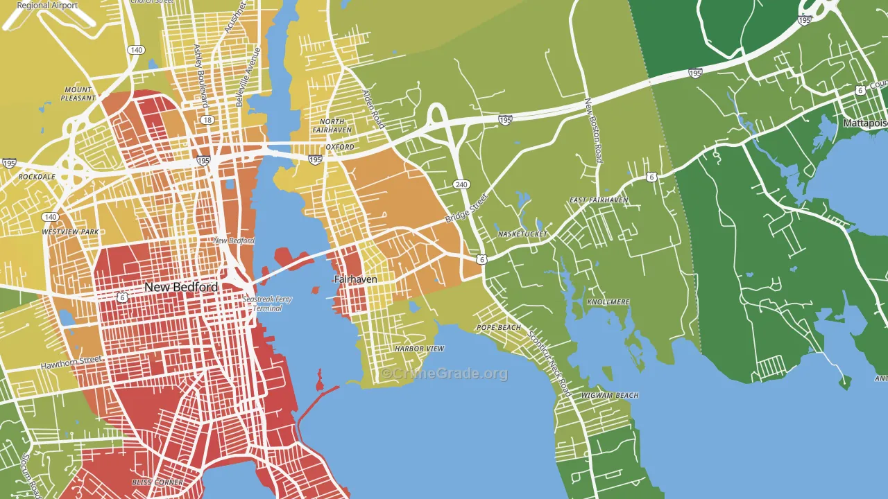Fairhaven, MA Map of Vehicle Theft Rates