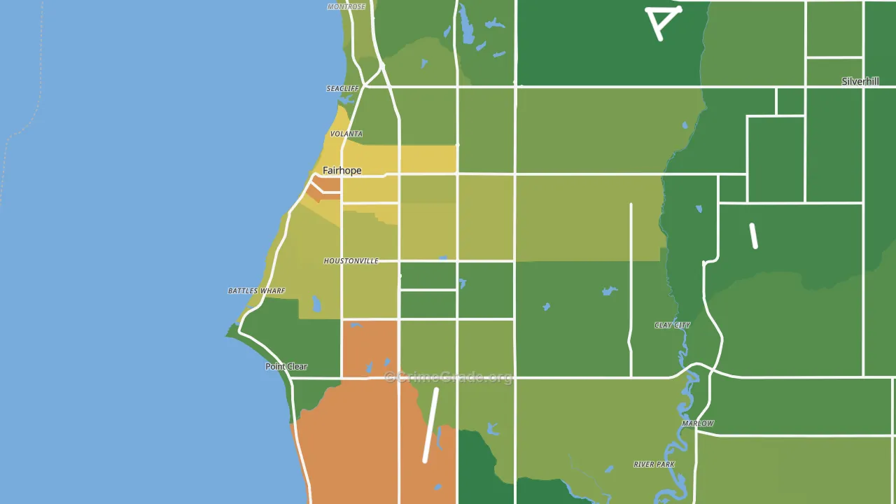 Fairhope, AL Map of Vehicle Theft Rates