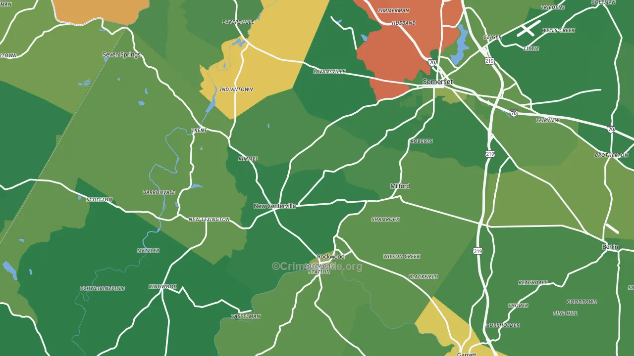 Fairhope, PA Map of Vehicle Theft Rates
